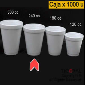 VASO TERMICO DESCARTABLE 240 CC BLANCO COPOBRAS x 1000 (40 paq x 25 unid)